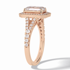 Empire 1.41 Carat Emerald VS1 Lab-Grown Halo Engagement Ring in 18K Rose Gold