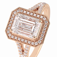 Empire 1.41 Carat Emerald VS1 Lab-Grown Halo Engagement Ring in 18K Rose Gold