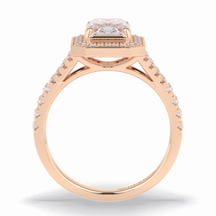 Empire 1.41 Carat Emerald VS1 Lab-Grown Halo Engagement Ring in 18K Rose Gold