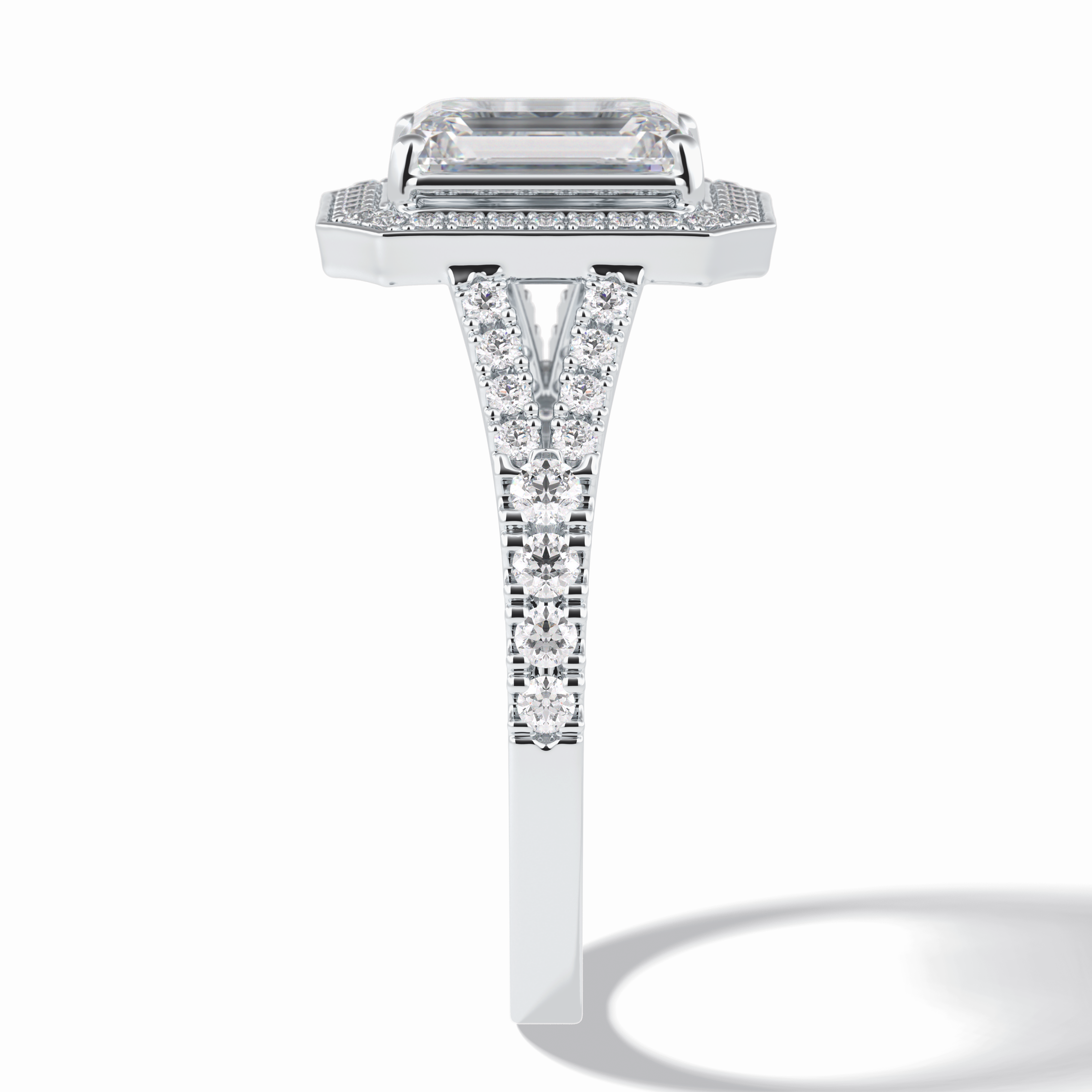 Empire 1.41 Carat Emerald VS1 Lab-Grown Halo Engagement Ring in 18K Gold