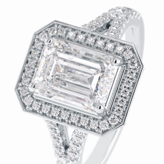 Empire 1.41 Carat Emerald VS1 Lab-Grown Halo Engagement Ring in 18K White Gold