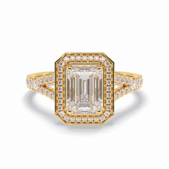 Empire 1.41 Carat Emerald VS1 Lab-Grown Halo Engagement Ring in 18K Yellow Gold