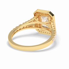 Empire 1.41 Carat Emerald VS1 Lab-Grown Halo Engagement Ring in 18K Yellow Gold