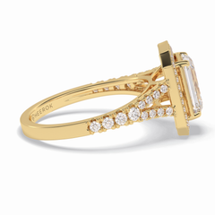 Empire 1.41 Carat Emerald VS1 Lab-Grown Halo Engagement Ring in 18K Yellow Gold