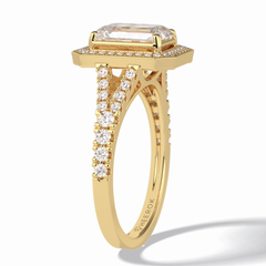 Empire 1.41 Carat Emerald VS1 Lab-Grown Halo Engagement Ring in 18K Yellow Gold