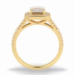 Empire 1.41 Carat Emerald VS1 Lab-Grown Halo Engagement Ring in 18K Yellow Gold
