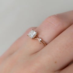 Enchanted Blossom 3.10 Carat VVS1 Lab-Grown Princess Three-Stone Engagement Ring in 18K Rose Gold -Side View
