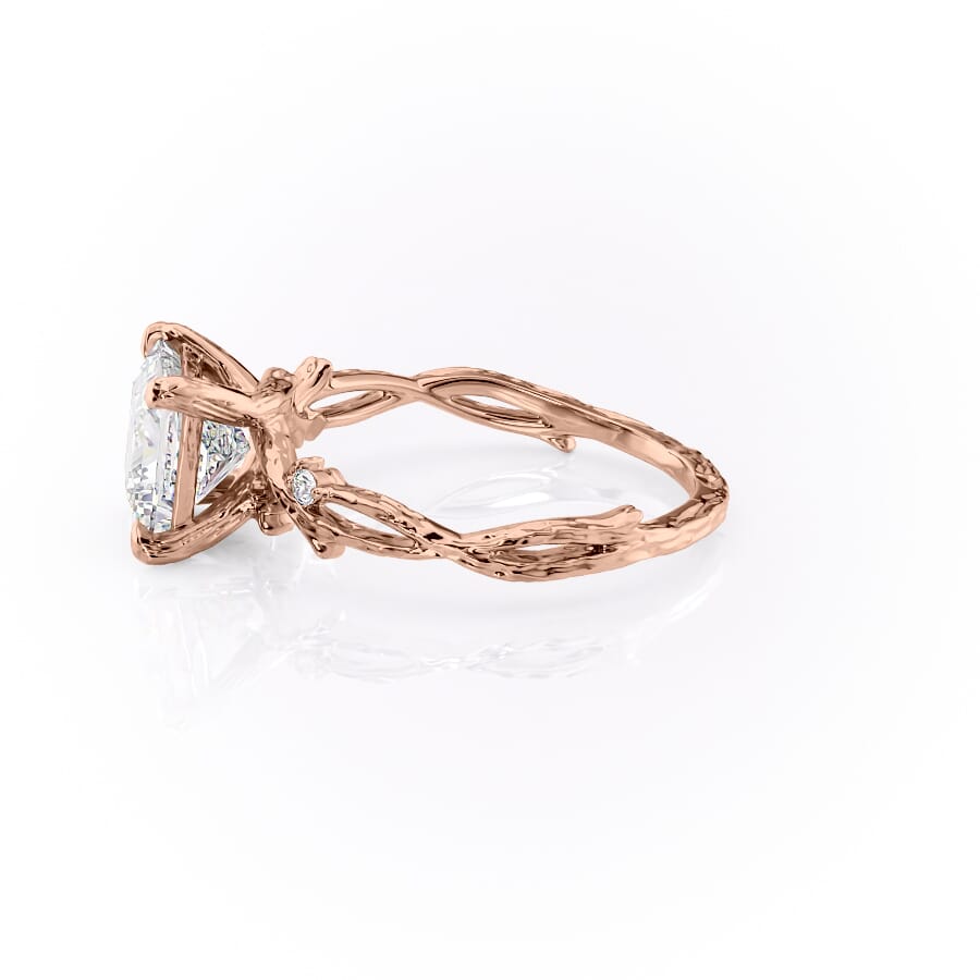 Enchanted Blossom 3.10 Carat VVS1 Lab-Grown Princess Three-Stone Engagement Ring in 18K Rose Gold Left View