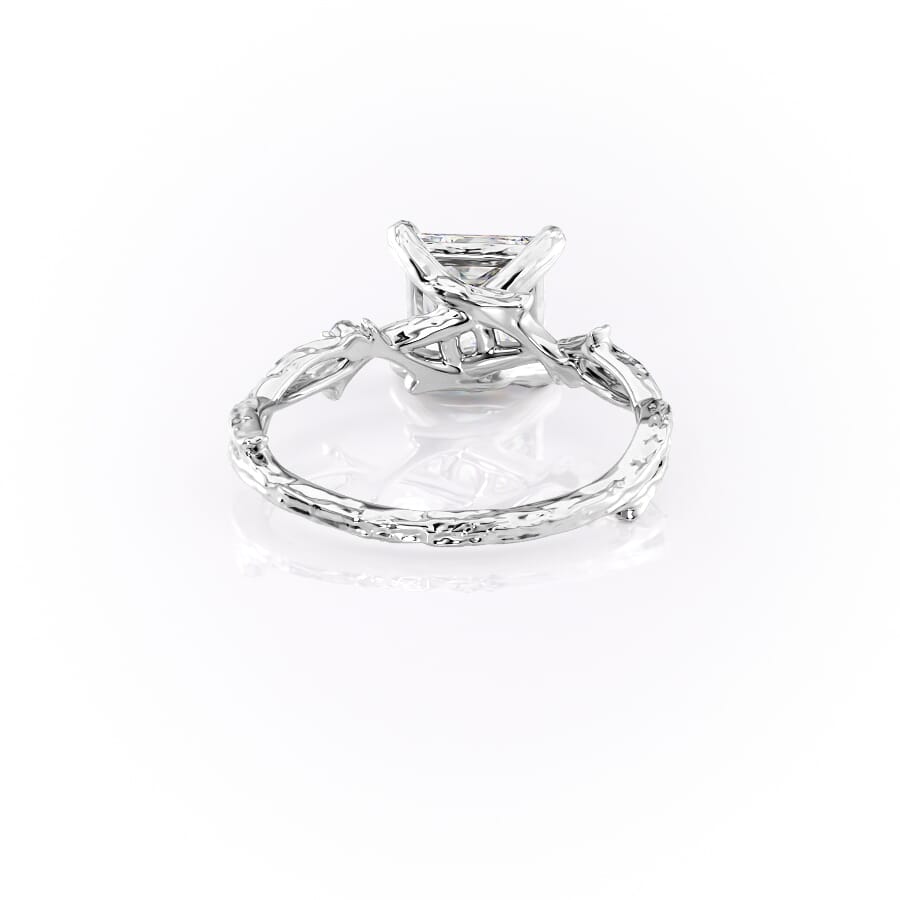 Enchanted Blossom 3.10 Carat VVS1 Lab-Grown Princess Three-Stone Engagement Ring in 18K White Gold Back View