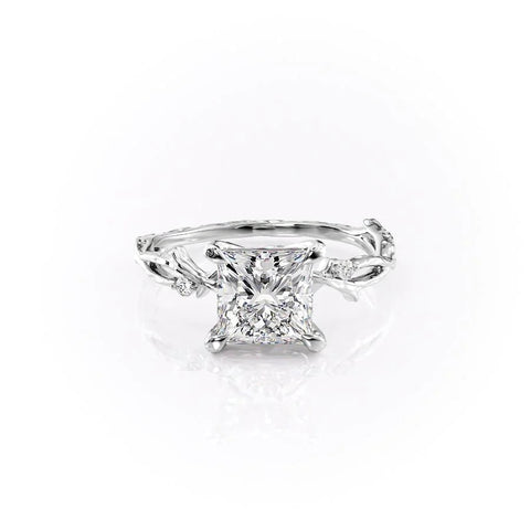 Enchanted Blossom 3.10 Carat VVS Lab-Grown Princess Three-Stone Engagement Ring in 18K Gold