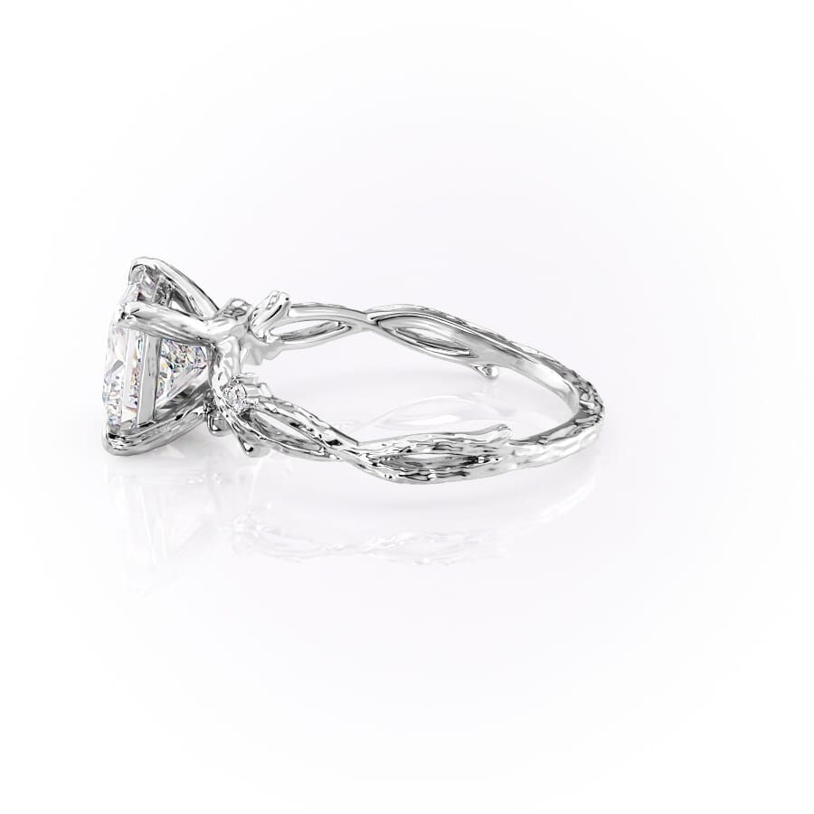 Enchanted Blossom 3.10 Carat VVS1 Lab-Grown Princess Three-Stone Engagement Ring in 18K White Gold Front View
