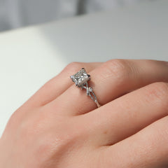 Enchanted Blossom 3.10 Carat VVS1 Lab-Grown Princess Three-Stone Engagement Ring in 18K White Gold Side View