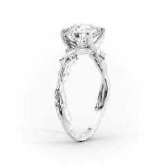 Enchanted Blossom 3.10 Carat VVS1 Lab-Grown Princess Three-Stone Engagement Ring in 18K White Gold Standing View