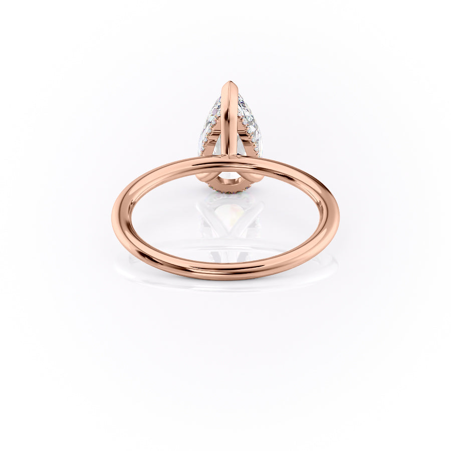 Enchantia Pear 1.70 Carat VVS1 Lab-Grown Hidden Halo Engagement Ring in 18K Rose Gold Back View