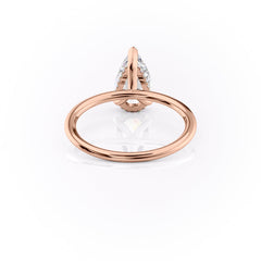 Enchantia Pear 1.70 Carat VVS1 Lab-Grown Hidden Halo Engagement Ring in 18K Rose Gold Back View