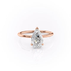 Enchantia Pear 1.70 Carat VVS1 Lab-Grown Hidden Halo Engagement Ring in 18K Rose Gold Front View