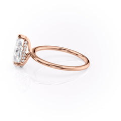 Enchantia Pear 1.70 Carat VVS1 Lab-Grown Hidden Halo Engagement Ring in 18K Rose Gold Left Side View