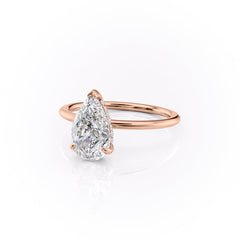 Enchantia Pear 1.70 Carat VVS1 Lab-Grown Hidden Halo Engagement Ring in 18K Rose Gold Left View