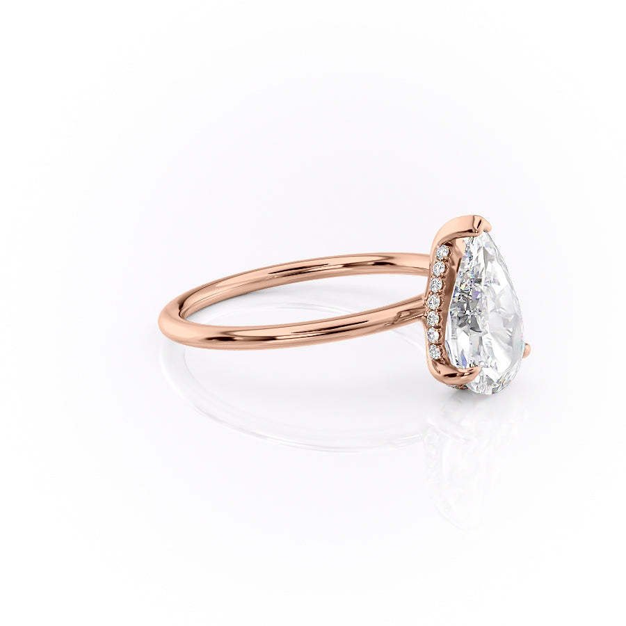 Enchantia Pear 1.70 Carat VVS1 Lab-Grown Hidden Halo Engagement Ring in 18K Rose Gold Right Side View