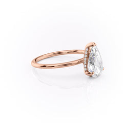 Enchantia Pear 1.70 Carat VVS1 Lab-Grown Hidden Halo Engagement Ring in 18K Rose Gold Right Side View