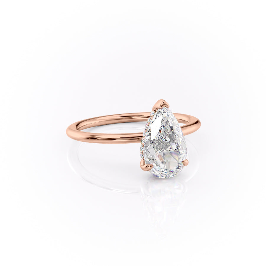 Enchantia Pear 1.70 Carat VVS1 Lab-Grown Hidden Halo Engagement Ring in 18K Rose Gold Right View