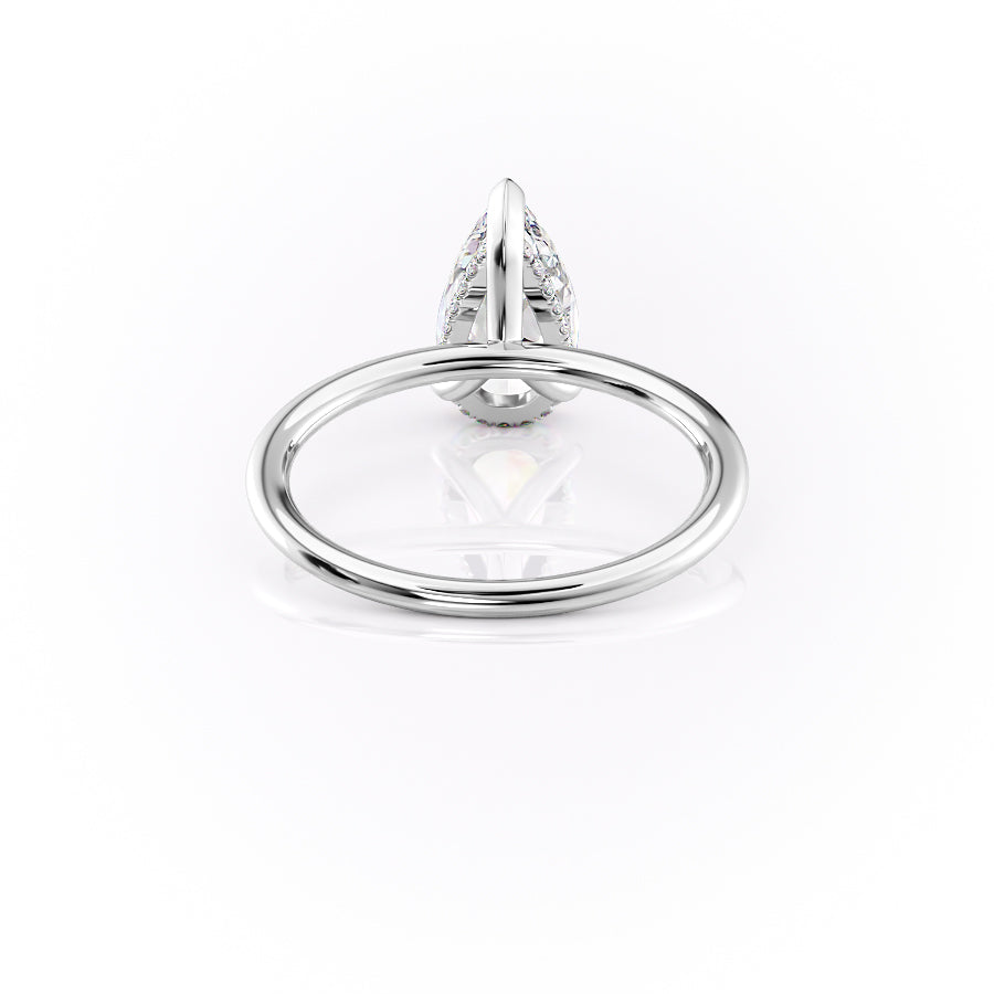 Enchantia Pear 1.70 Carat VVS1 Lab-Grown Hidden Halo Engagement Ring in 18K White Gold Back View