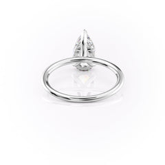 Enchantia Pear 1.70 Carat VVS1 Lab-Grown Hidden Halo Engagement Ring in 18K White Gold Back View