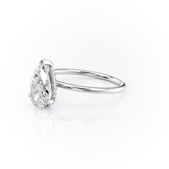 Enchantia Pear 1.70 Carat VVS1 Lab-Grown Hidden Halo Engagement Ring in 18K White Gold Left Side View