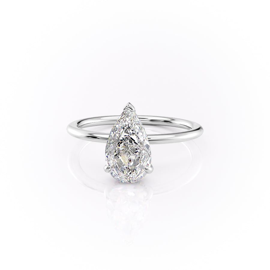 Enchantia Pear 1.70 Carat VVS1 Lab-Grown Hidden Halo Engagement Ring in 18K White Gold Left View