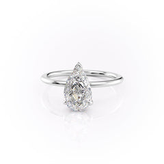 Enchantia Pear 1.70 Carat VVS1 Lab-Grown Hidden Halo Engagement Ring in 18K White Gold Left View