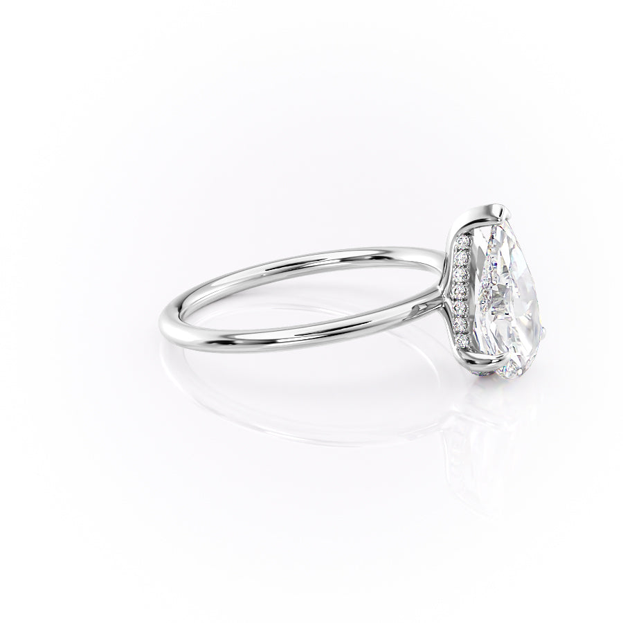 Enchantia Pear 1.70 Carat VVS1 Lab-Grown Hidden Halo Engagement Ring in 18K White Gold Right Side View