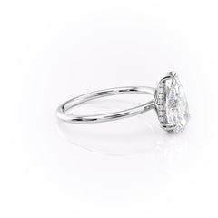 Enchantia Pear 1.70 Carat VVS1 Lab-Grown Hidden Halo Engagement Ring in 18K White Gold Right Side View