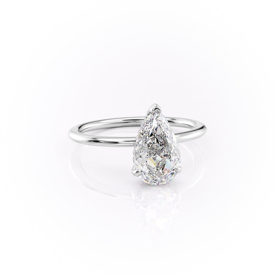Enchantia Pear 1.70 Carat VVS1 Lab-Grown Hidden Halo Engagement Ring in 18K White Gold Right View