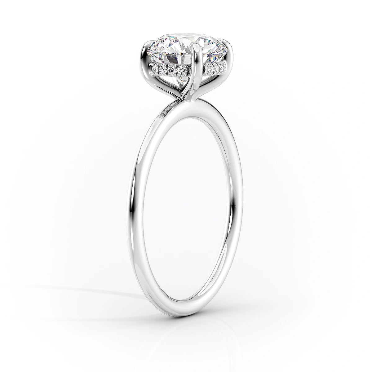 Enchantia Pear 1.70 Carat VVS1 Lab-Grown Hidden Halo Engagement Ring in 18K White Gold Standing View