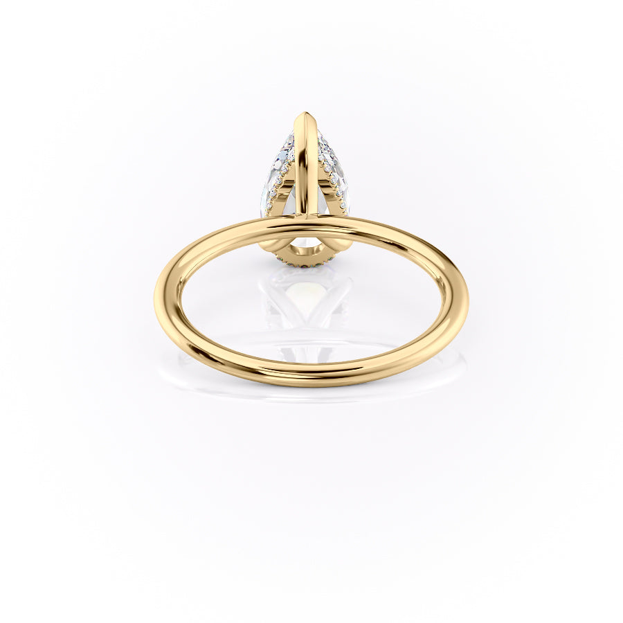 Enchantia Pear 1.70 Carat VVS1 Lab-Grown Hidden Halo Engagement Ring in 18K Yellow Gold Back View