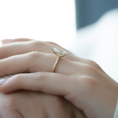 Enchantia Pear 1.70 Carat VVS1 Lab-Grown Hidden Halo Engagement Ring in 18K Yellow Gold Closeup View