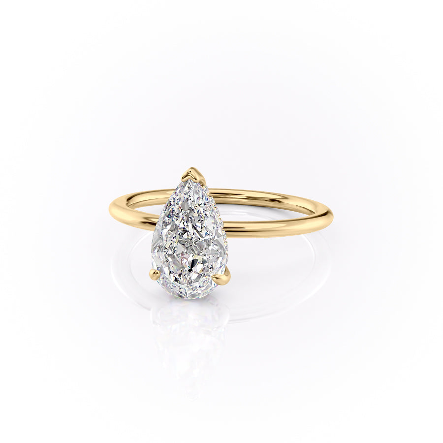 Enchantia Pear 1.70 Carat VVS1 Lab-Grown Hidden Halo Engagement Ring in 18K Yellow Gold Left View
