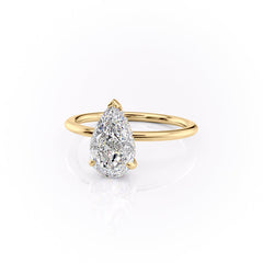 Enchantia Pear 1.70 Carat VVS1 Lab-Grown Hidden Halo Engagement Ring in 18K Yellow Gold Left View
