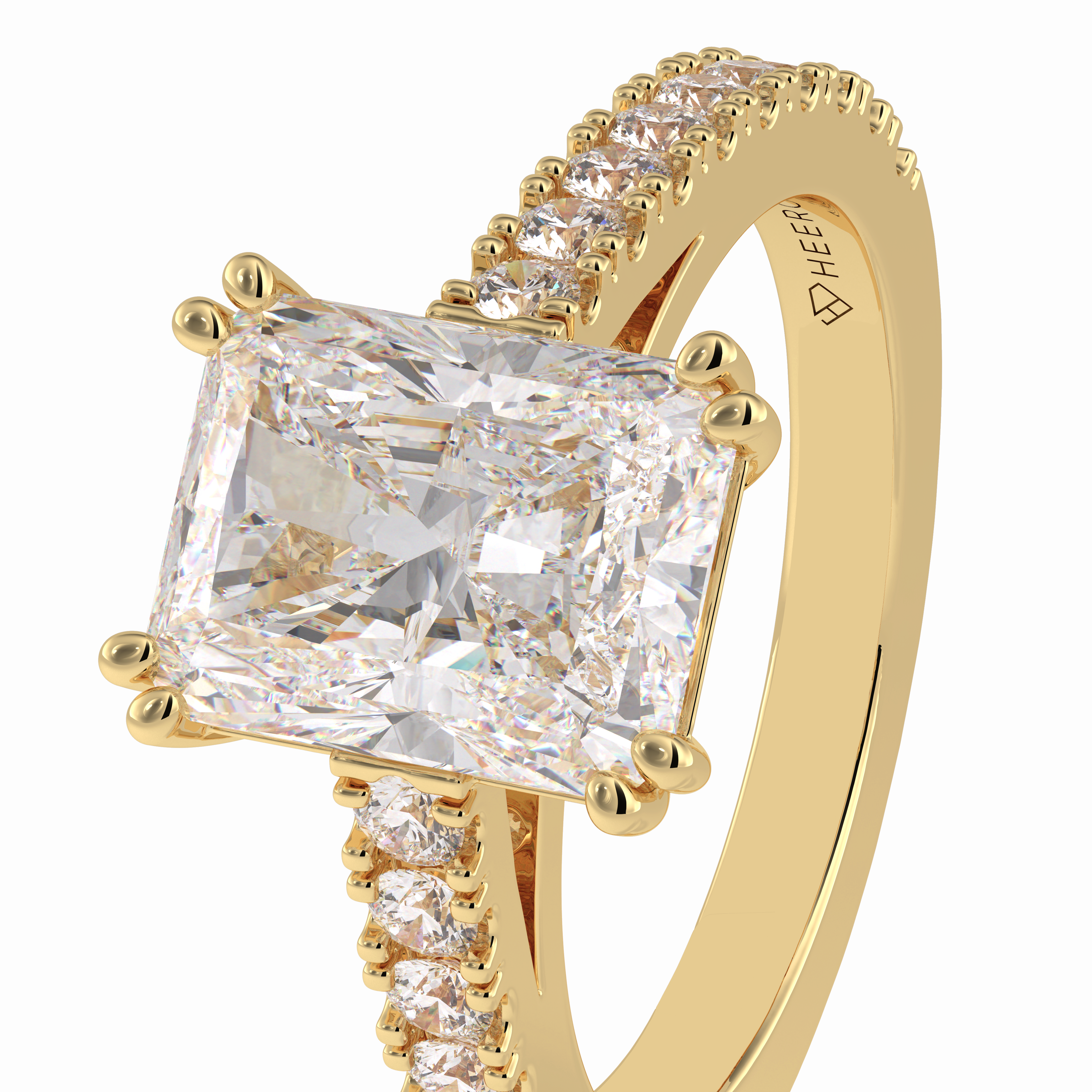 Eternal 3.03 Carat Radiant VS1 Lab-Grown Pave Engagement Ring in 18K Gold