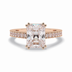 Eternal 3.03 Carat Radiant VS1 Lab-Grown Pave Engagement Ring in 18K Rose Gold