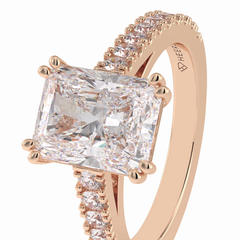 Eternal 3.03 Carat Radiant VS1 Lab-Grown Pave Engagement Ring in 18K Rose Gold 