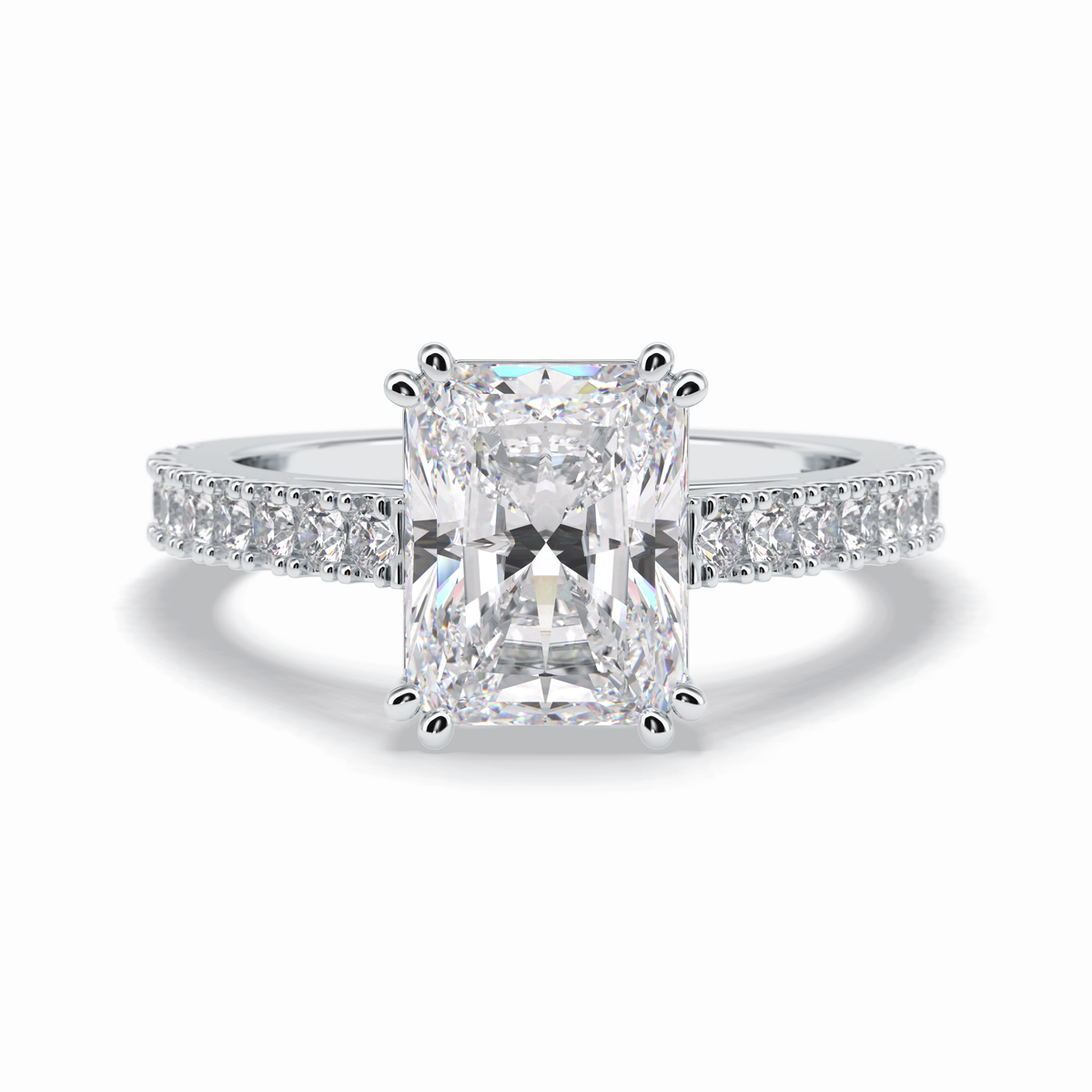 Eternal 3.03 Carat Radiant VS1 Lab-Grown Pave Engagement Ring in 18K White Gold