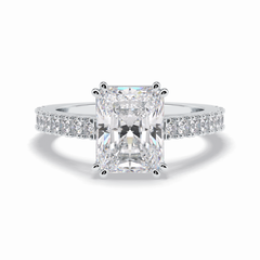 Eternal 3.03 Carat Radiant VS1 Lab-Grown Pave Engagement Ring in 18K White Gold