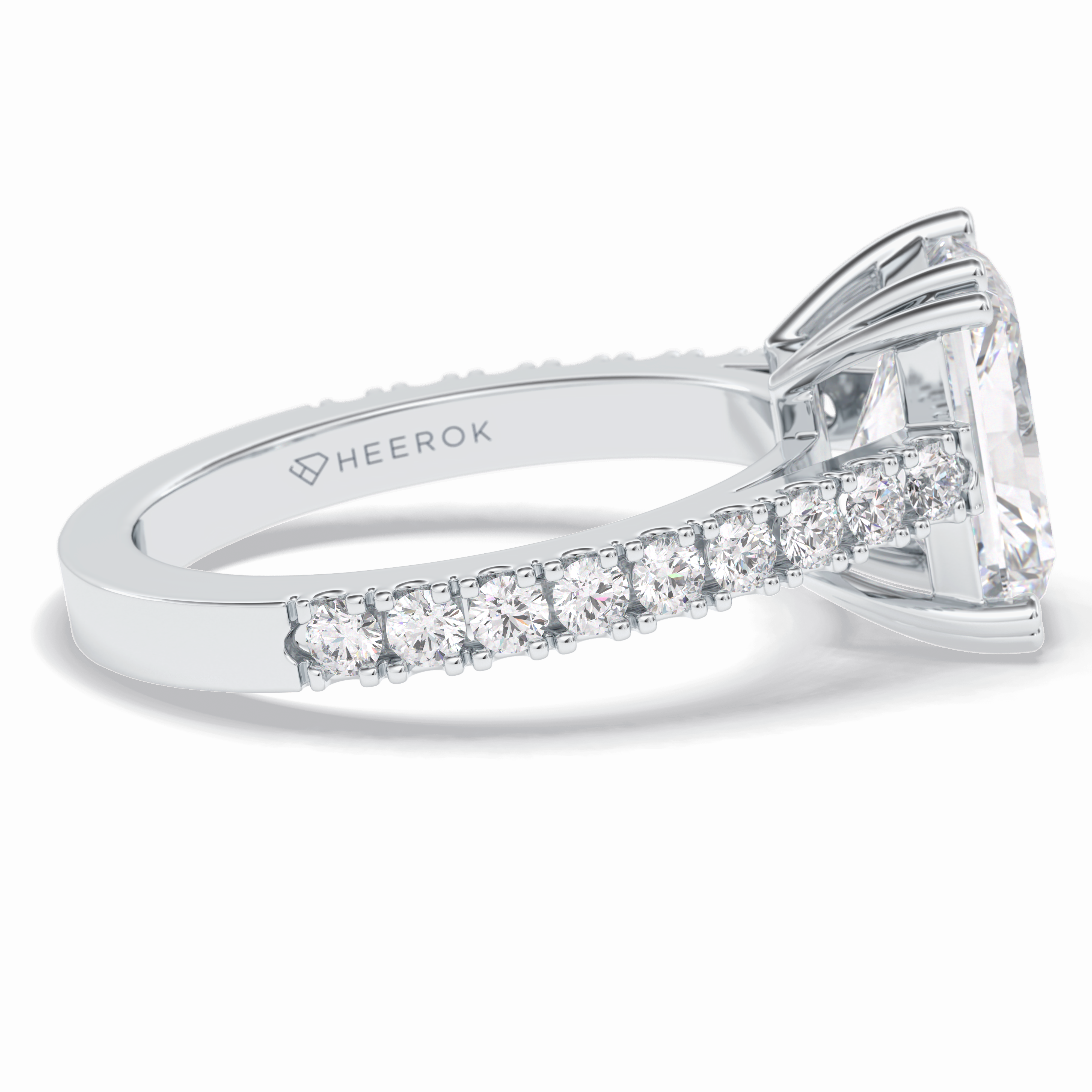 Eternal 3.03 Carat Radiant VS1 Lab-Grown Pave Engagement Ring in 18K White Gold