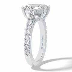 Eternal 3.03 Carat Radiant VS1 Lab-Grown Pave Engagement Ring in 18K White Gold