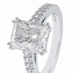 Eternal 3.03 Carat Radiant VS1 Lab-Grown Pave Engagement Ring in 18K White Gold