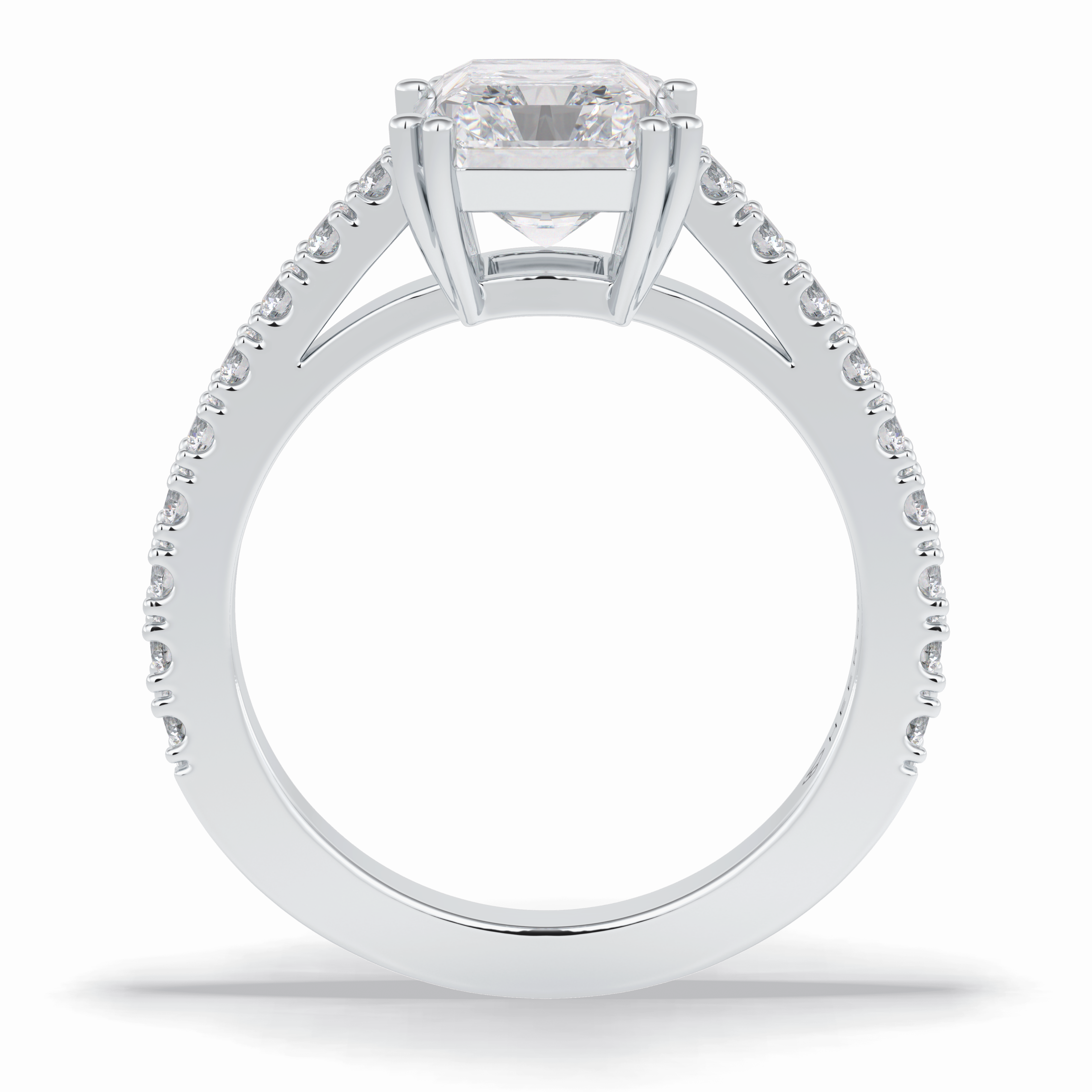 Eternal 3.03 Carat Radiant VS1 Lab-Grown Pave Engagement Ring in 18K White Gold