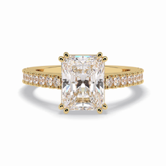 Eternal 3.03 Carat Radiant VS1 Lab-Grown Pave Engagement Ring in 18K Yellow Gold 
