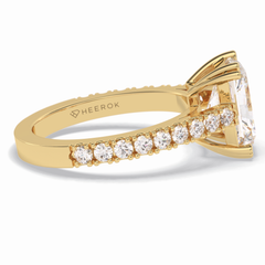 Eternal 3.03 Carat Radiant VS1 Lab-Grown Pave Engagement Ring in 18K Yellow Gold 