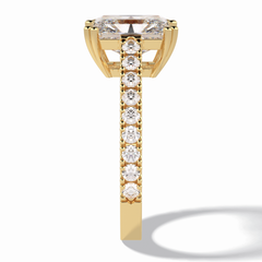 Eternal 3.03 Carat Radiant VS1 Lab-Grown Pave Engagement Ring in 18K Yellow Gold 